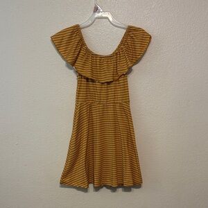 Chenault Kids Dress in Mustard‎ and White Stripes